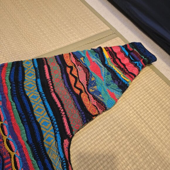 VTG COOGI Australia Multicolor 3D Textured Chunky Knit 90s Biggie Sweater Large - Picture 9 of 11